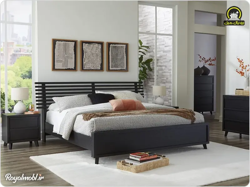 تخت خواب طوسی مدرن