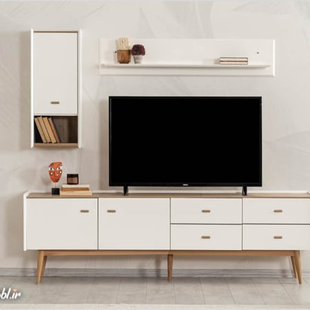میز تلویزیون اسرا رنگ قهوه‌ای و کرم