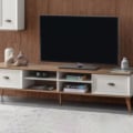 میز tv شیک قهوه‌ای و سفید