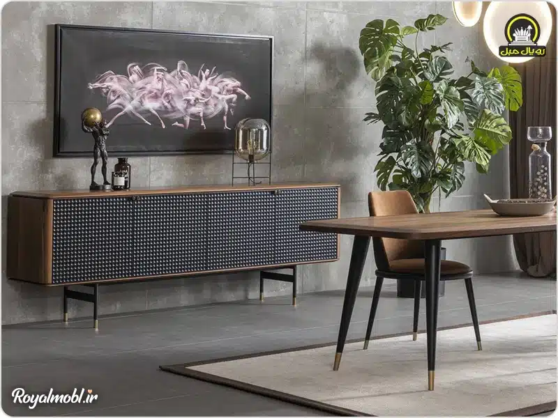 آینه و میز کنسول چوبی طوسی