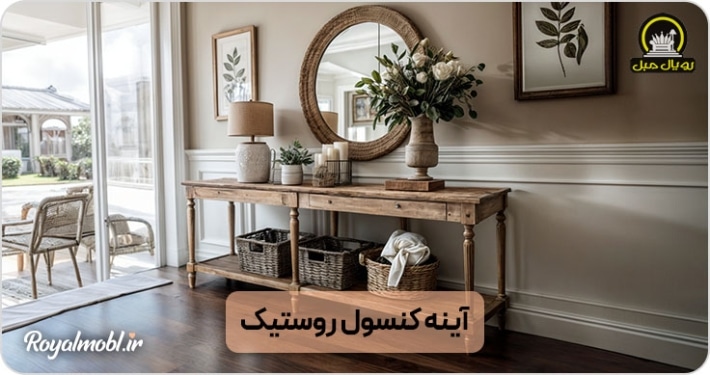 آینه کنسول روستیک | تلفیق طبیعت و سادگی