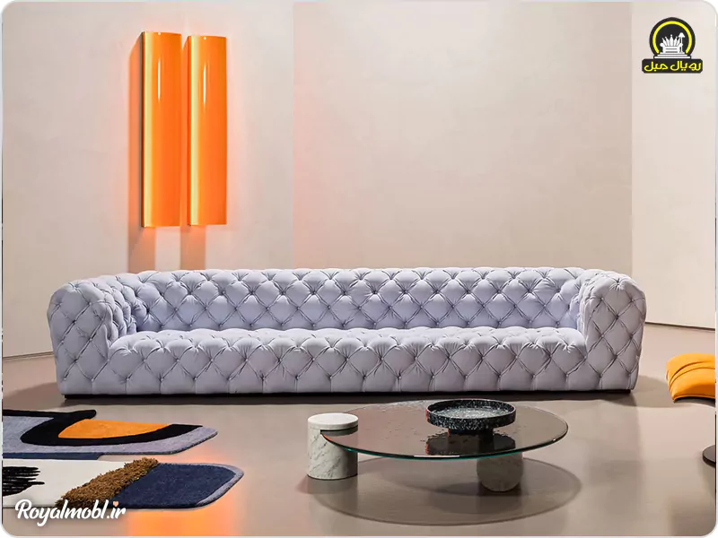 مبل چستر بزرگ ۶ نفره طوسی