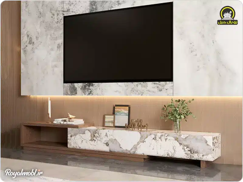 میز تلویزیون لاکچری صفحه سنگی