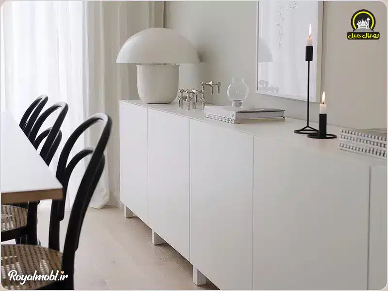آینه کنسول مینیمال سفید مدرن برای دکوراسیون داخلی