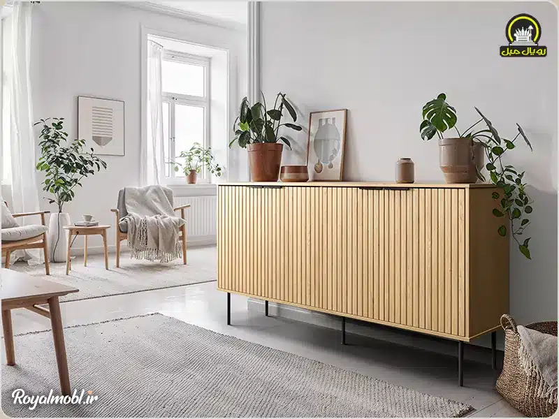آینه کنسول مینیمال چوبی با طراحی کلاسیک و مدرن