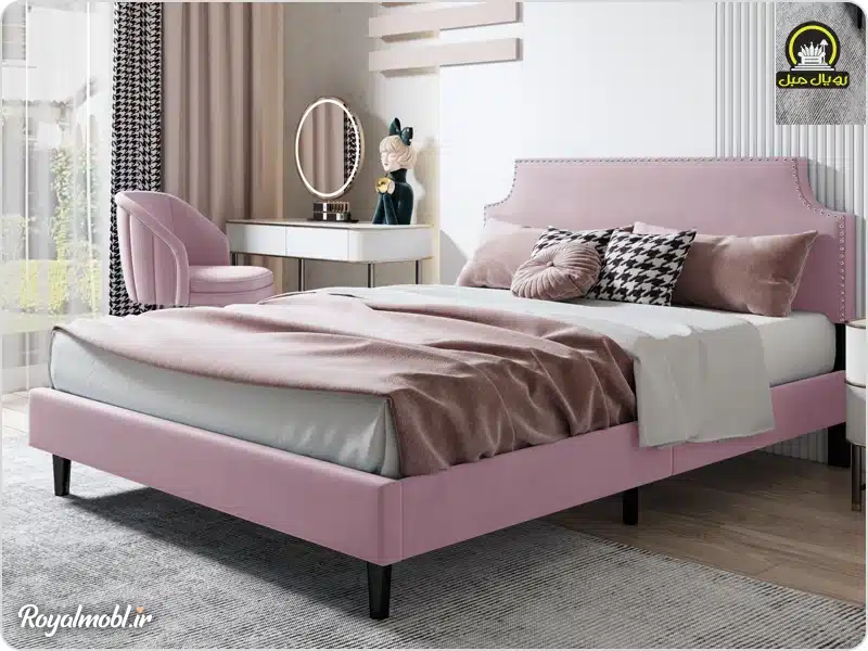تخت خواب مدرن و مینیمال صورتی