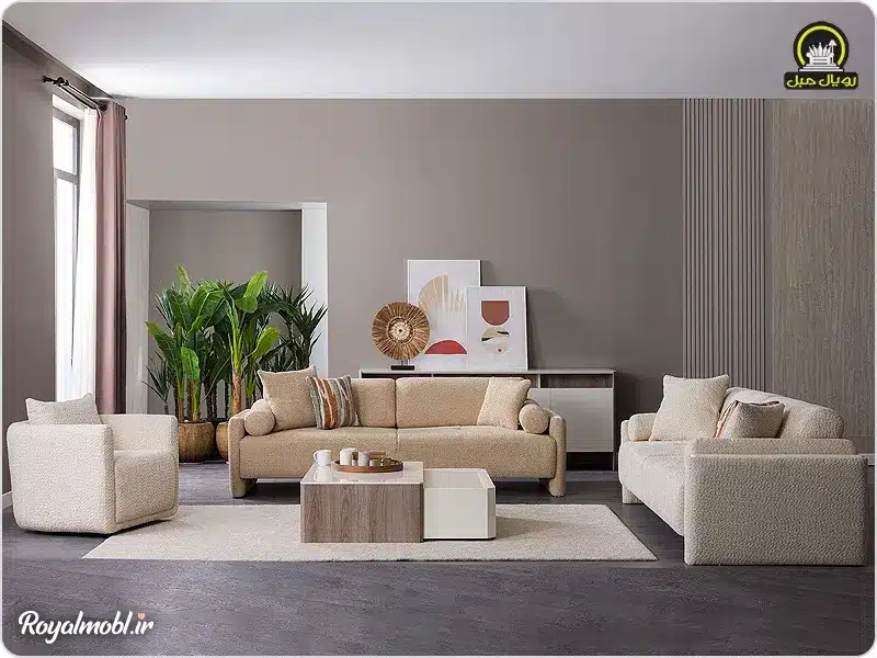 مبل کرم قهوه ای روشن شیک