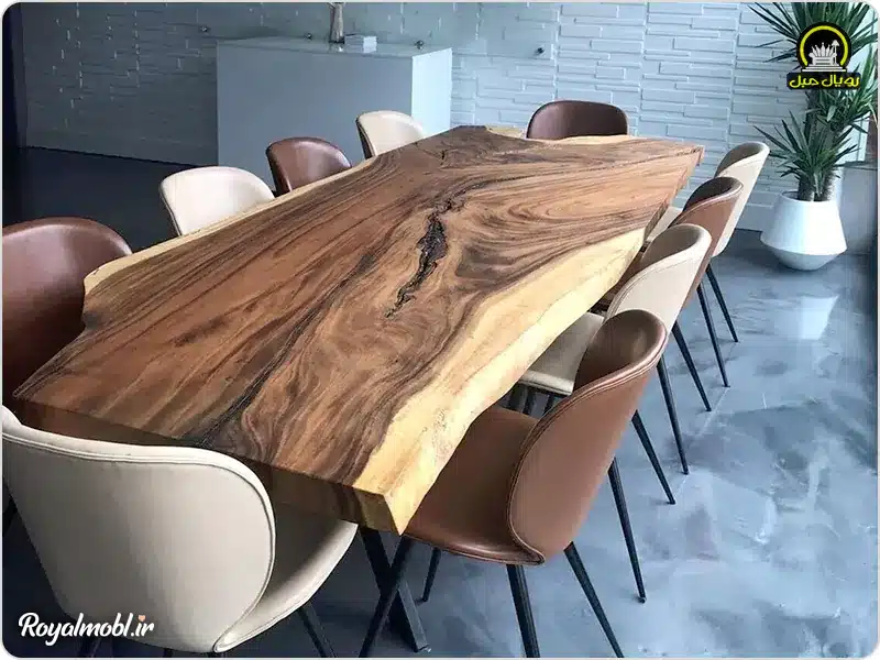 میز ناهارخوری چوب گردو مدرن مدل روستیک
