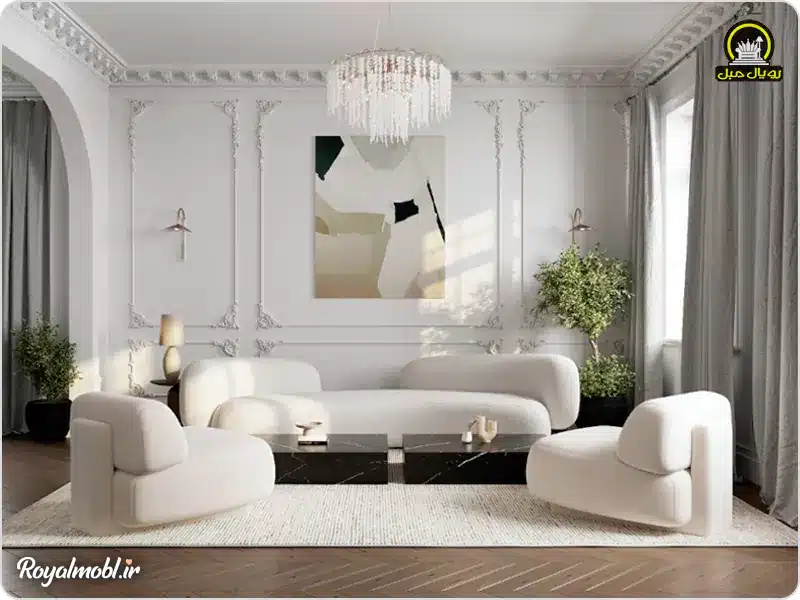 کاناپه راحتی سفید رنگ جدید ۳ نفره