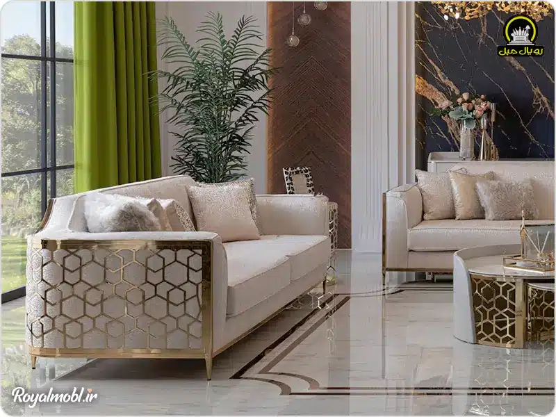 مبل کرم رنگ سبز زیتونی
