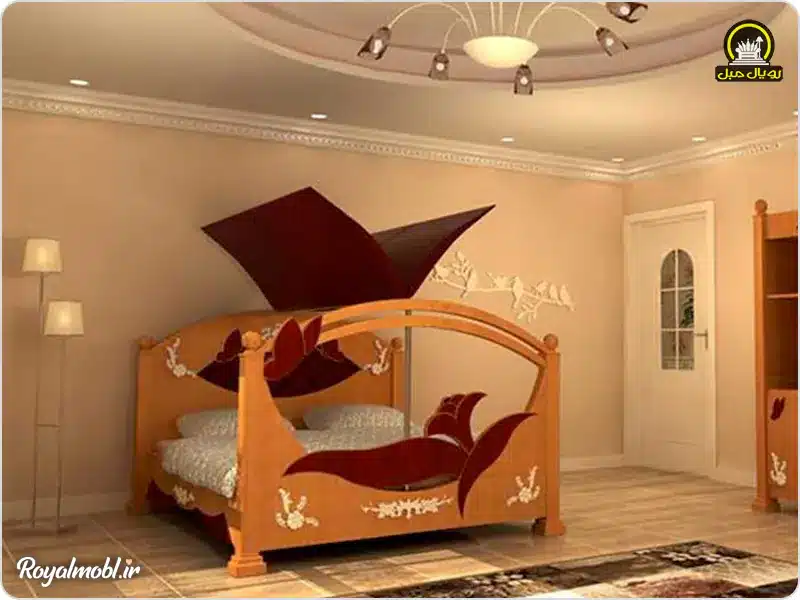 تخت خواب ضد زلزله چوبی زرشکی