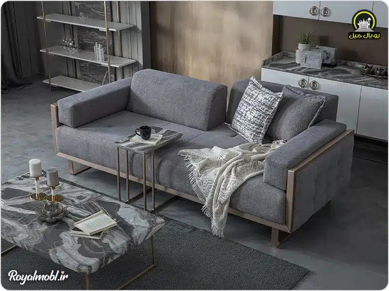 مبل تخت خواب شونده طوسی تیره