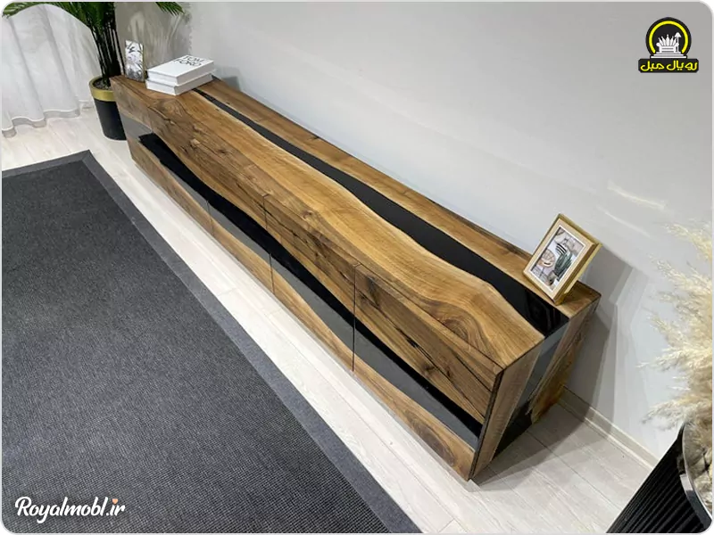 آینه کنسول چوبی رزین مشکی