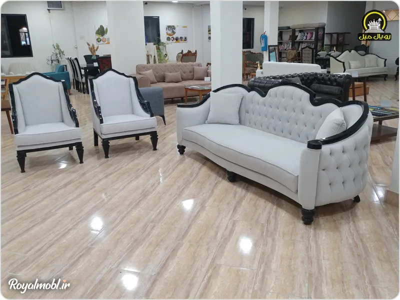مبلمان کلاسیک نیم ست جدید کرم مشکی