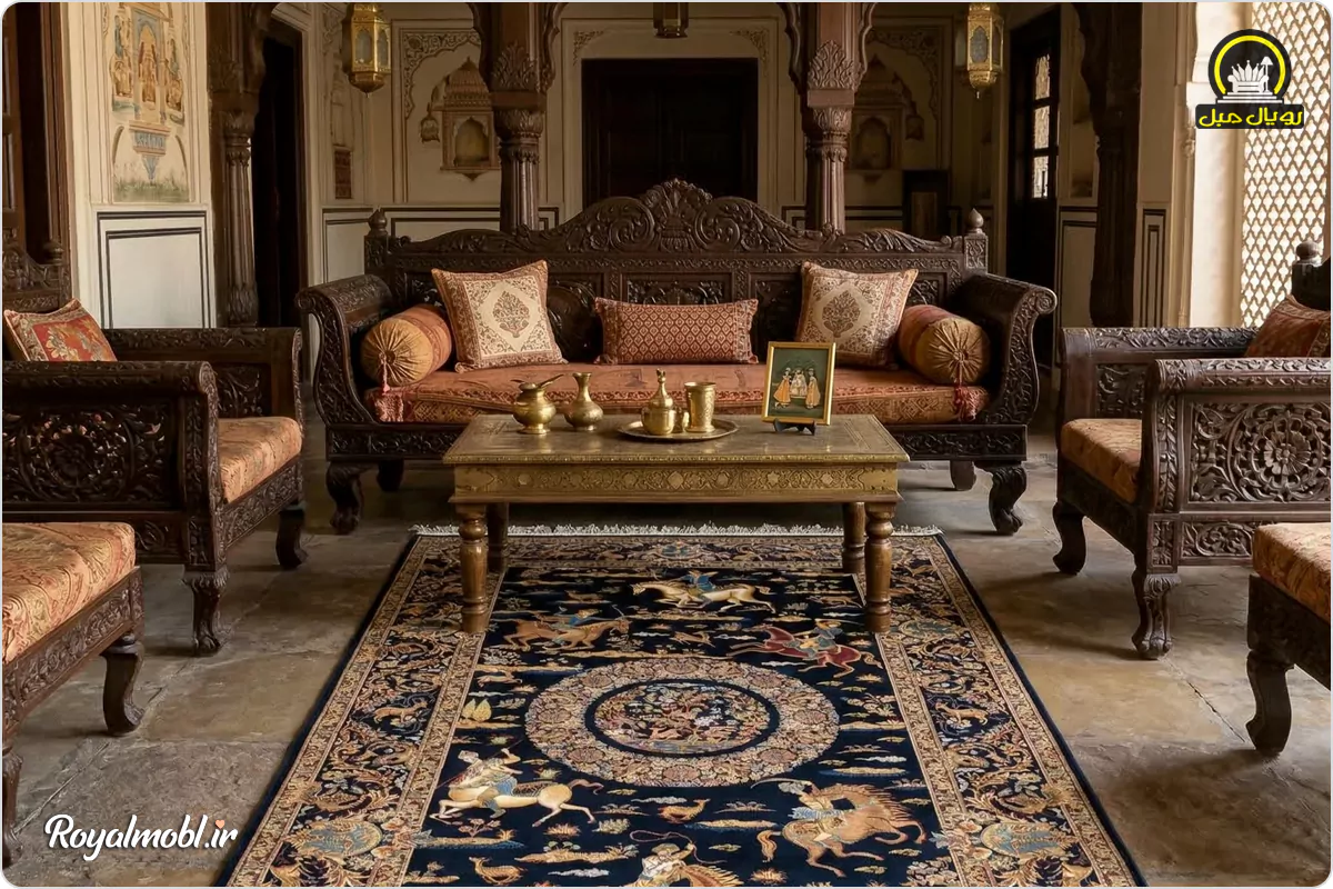 برای فرش شلوغ (سنتی) مبل طرح‌دار بهتره یا ساده؟