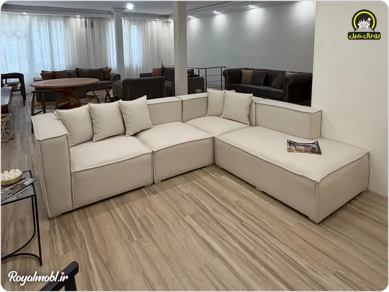 مبل ال کرم ساده مکعبی