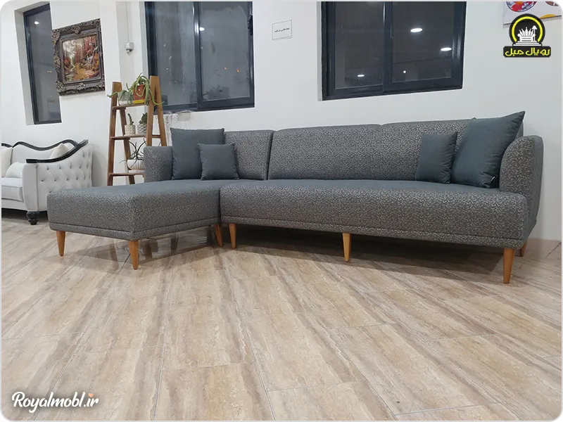 مبل ال شیک و ساده طوسی رنگ