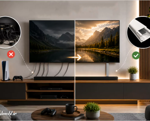 چطور کابل‌های تلویزیون، گیمینگ و ساندبار را روی میز تی‌وی مخفی کنیم؟